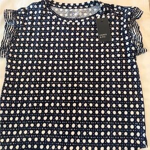 Crown & Ivy Navy and White Geometric Short Sleeve Top